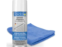 Toldoro Set 1x Edelstahl Pflegespray 400ml Edelstahlreiniger für Küche oder Grill Edelstahlpflege Spray als Reinigungsmittel oder Metallreiniger