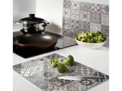 Tulup Herdabdeckplatte SET aus 2 Stück 40x52 cm Schneidebrett Glas Schutzplatte Küchenutensilien Keramikfliesen