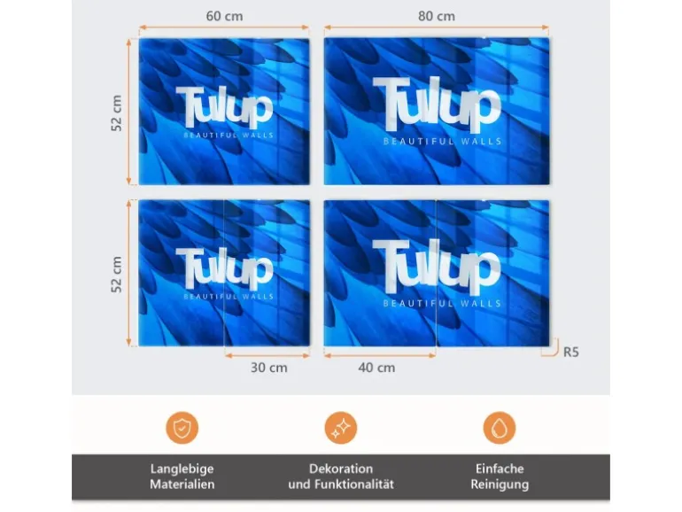Tulup Herdabdeckplatte SET aus 2 Stück 40x52 cm Schneidebrett Glas Schutzplatte Küchenutensilien Keramikfliesen