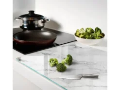 Tulup Herdabdeckplatte 80x52 cm Schneidebrett Glas Schutzplatte Küchenutensilien Spritzschutz Abdeckung Marmor