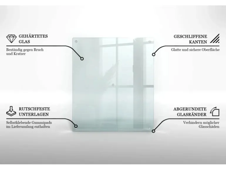 Tulup Schneidebrett Glas Schneidebrett Transparent 60x52 cm Rechteckiges Schneidebrett Transparente Schneidebrett