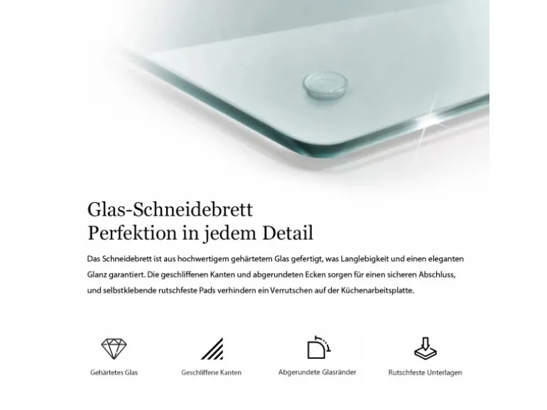 Tulup Schneidebrett Glas Schneidebrett Transparent 60x52 cm Rechteckiges Schneidebrett Transparente Schneidebrett