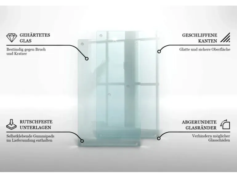 Tulup Schneidebrett Küchen Schneidebrett Glas 80x52 cm Rechteckiges Schneidebrett Glas Schneidebrett Transparent
