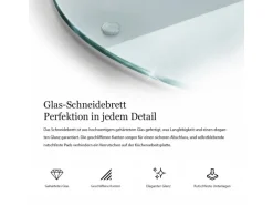 Tulup Schneidebrett Küchen Schneidebrett Glas 40x40 cm Rundes Schneidebrett Glas Schneidebrett Transparent