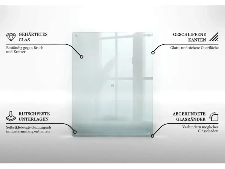 Tulup Schneidebrett Transparente Schneidebrett 52x40 cm Rechteckiges Schneidebrett Rutschfestes Schneidebrett Glas