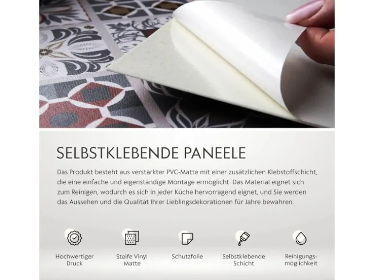 Tulup Wandpaneel Türkisches Patchwork Vinyl Wandverkleidung Selbstklebend 100x50 cm Wandverkleidung Modern Dekorpaneel