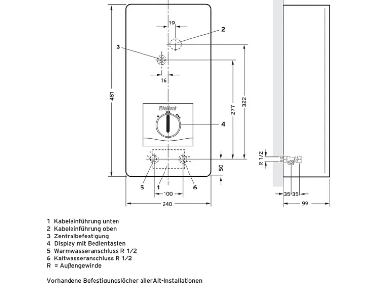 Vaillant Durchlauferhitzer VED E 21/8 PRO Weiß