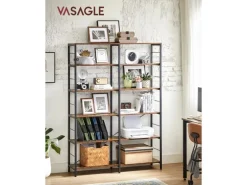 Vasagle Bücherregal 9 Fächern 30 cm x 120 cm x 175,2 cm Braun-Schwarz
