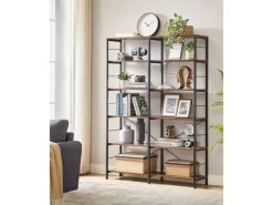 Vasagle Bücherregal 9 Fächern 30 cm x 120 cm x 175,2 cm Braun-Schwarz