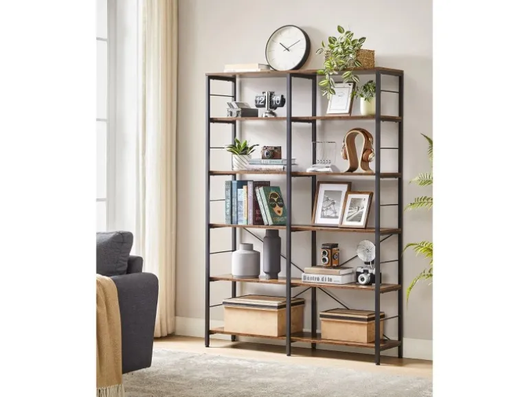 Vasagle Bücherregal 9 Fächern 30 cm x 120 cm x 175,2 cm Braun-Schwarz