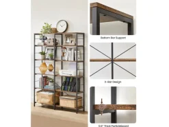 Vasagle Bücherregal 9 Fächern 30 cm x 120 cm x 175,2 cm Braun-Schwarz