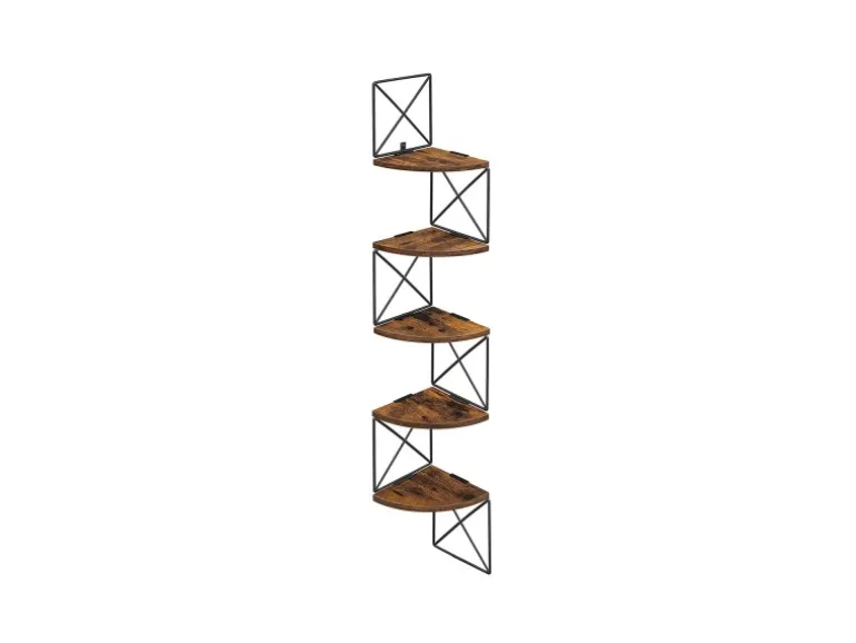 Vasagle Eckregal 5 Ebenen Zickzack-Design 20 cm x 20 cm x 127,5 cm Braun-Schwarz