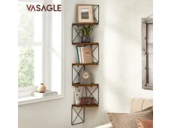 Vasagle Eckregal 5 Ebenen Zickzack-Design 20 cm x 20 cm x 127,5 cm Braun-Schwarz