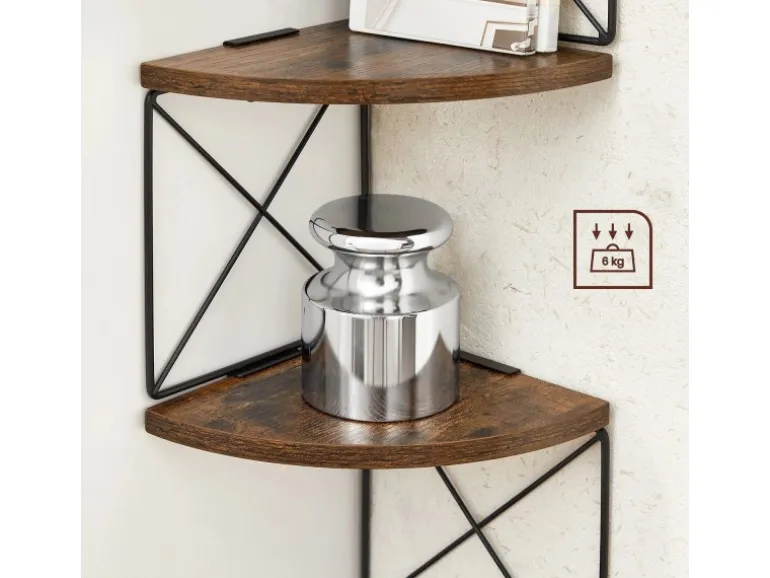 Vasagle Eckregal 5 Ebenen Zickzack-Design 20 cm x 20 cm x 127,5 cm Braun-Schwarz