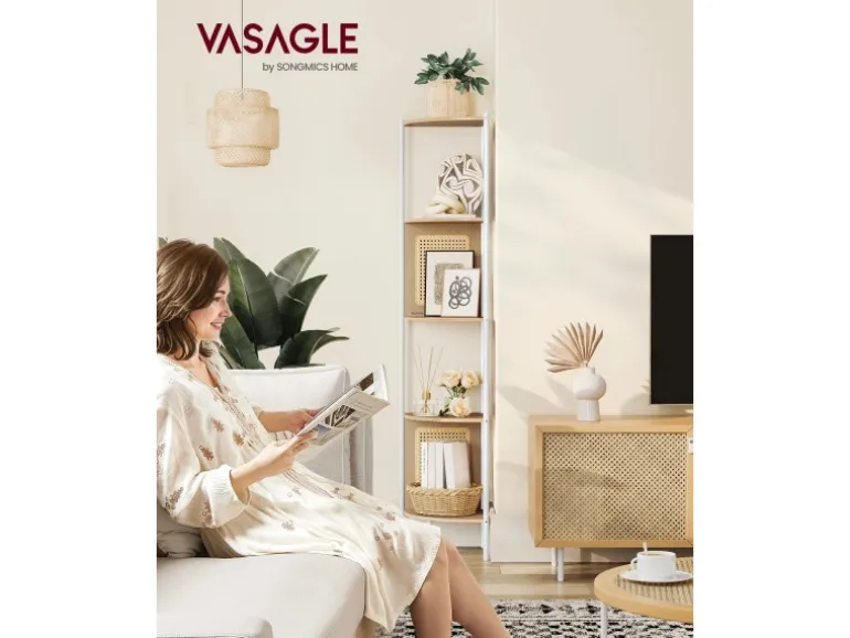 Vasagle Eckregal 5 Ebenen 31,9 cm x 31,9 cm x 156,4 cm Eichenbeige