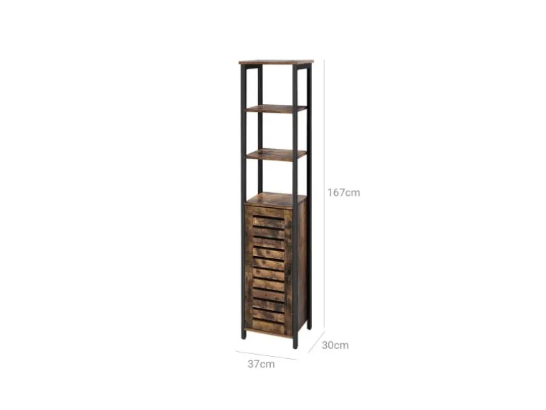 Vasagle Hochschrank 37 cm x 30 cm x 167 cm Braun-Schwarz