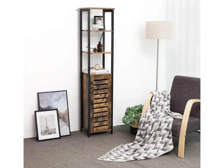 Vasagle Hochschrank 37 cm x 30 cm x 167 cm Braun-Schwarz