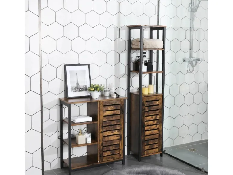Vasagle Hochschrank 37 cm x 30 cm x 167 cm Braun-Schwarz