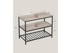 Vasagle Küchenregal mit Arbeitsplatte 60 cm x 120 cm x 90 cm Greige-Schwarz