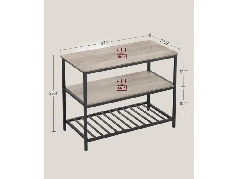 Vasagle Küchenregal mit Arbeitsplatte 60 cm x 120 cm x 90 cm Greige-Schwarz