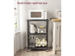Vasagle Küchenregal mit Rollen 40 cm x 60 cm x 89 cm Schwarz