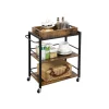 Vasagle Küchenwagen mit Abnehmbarem Tablett 40 cm x 72 cm x 86 cm Braun-Schwarz