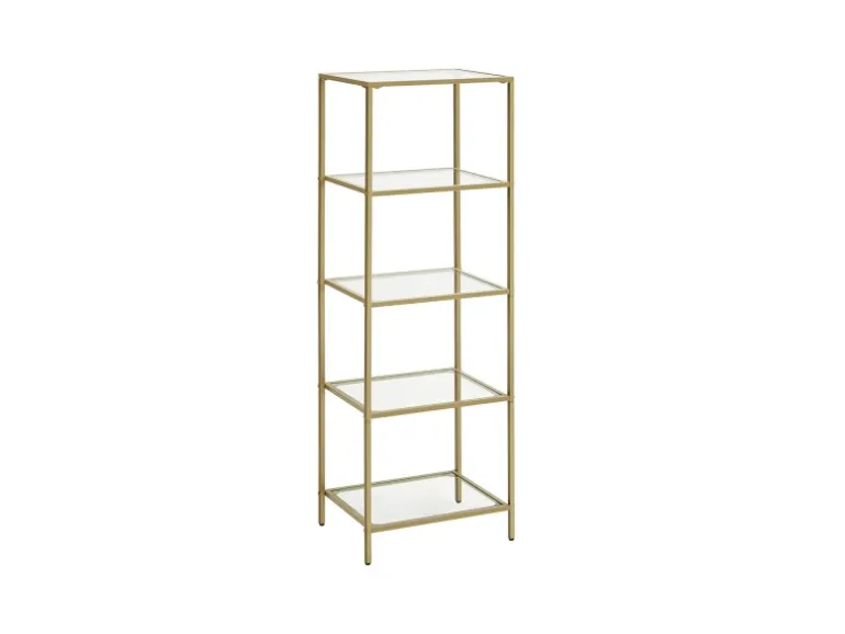 Vasagle Standregal 5 Ablagen 30 cm x 40 cm x 124,5 cm Gold