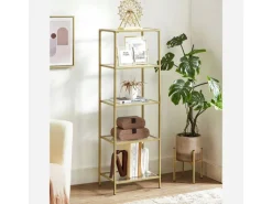 Vasagle Standregal 5 Ablagen 30 cm x 40 cm x 124,5 cm Gold