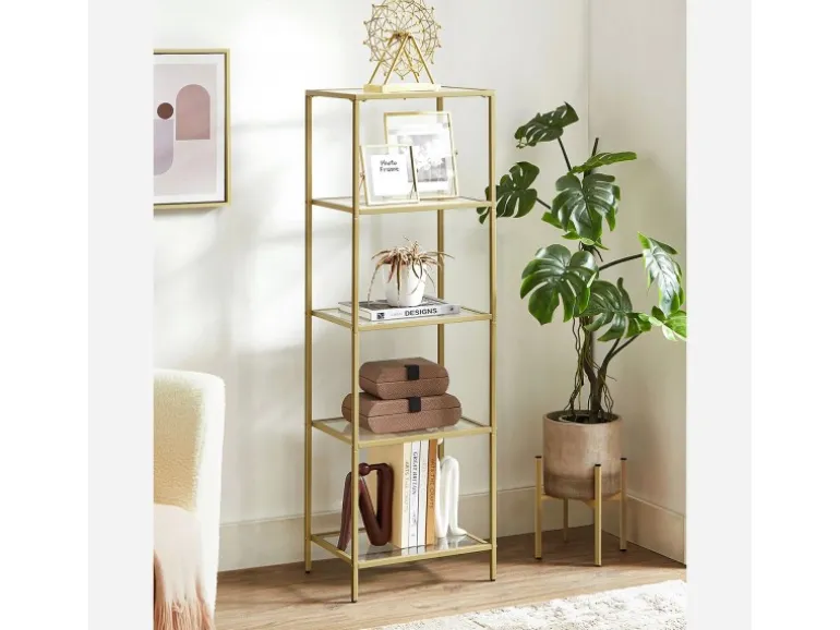 Vasagle Standregal 5 Ablagen 30 cm x 40 cm x 124,5 cm Gold
