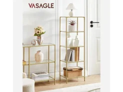 Vasagle Standregal 5 Ablagen 30 cm x 40 cm x 124,5 cm Gold