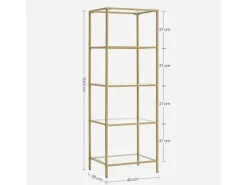 Vasagle Standregal 5 Ablagen 30 cm x 40 cm x 124,5 cm Gold