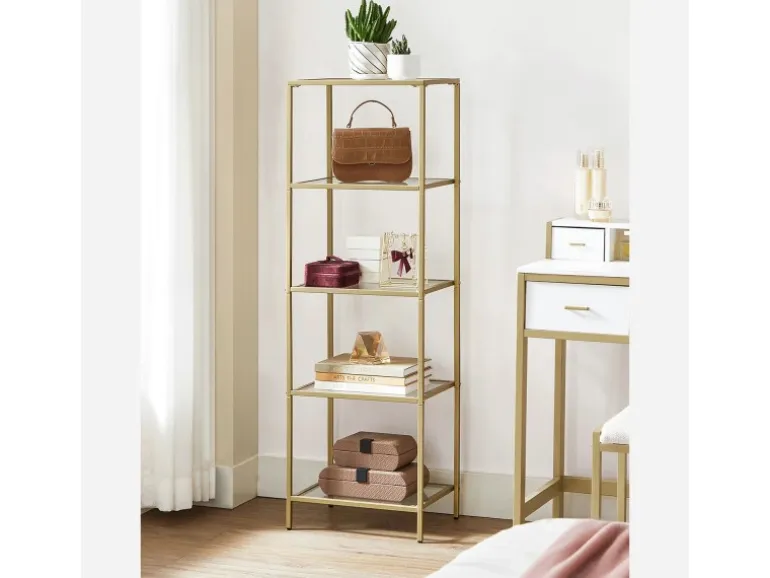 Vasagle Standregal 5 Ablagen 30 cm x 40 cm x 124,5 cm Gold