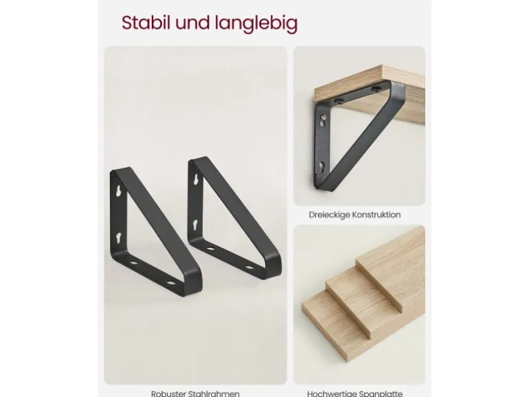 Vasagle Wandregal 3er Set Eiche Schwarz