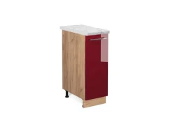 Vicco Apothekerschrank Fame-Line Bordeaux Hochglanz/Goldkraft Eiche 30 cm AP Marmor