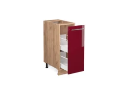 Vicco Apothekerschrank Fame-Line Bordeaux Hochglanz/Goldkraft Eiche 30 cm AP Marmor