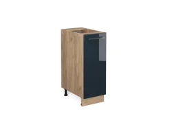 Vicco Apothekerschrank Fame-Line Dunkelblau Hochglanz/Goldkraft Eiche 30 cm ohne Arbeitsplatte
