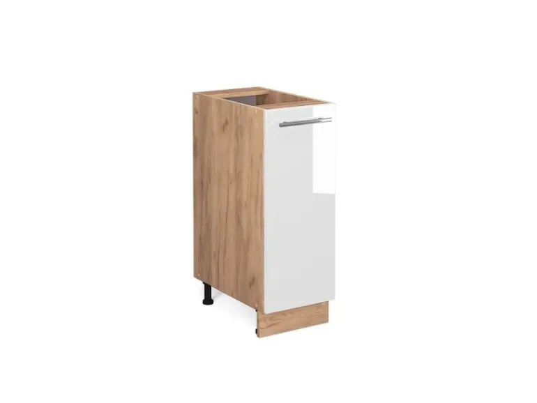 Vicco Apothekerschrank Fame-Line Weiß Hochglanz/Goldkraft Eiche 30 cm ohne Arbeitsplatte