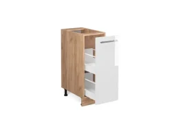 Vicco Apothekerschrank Fame-Line Weiß Hochglanz/Goldkraft Eiche 30 cm ohne Arbeitsplatte