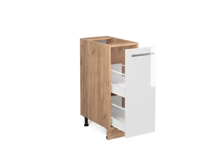 Vicco Apothekerschrank Fame-Line Weiß Hochglanz/Goldkraft Eiche 30 cm ohne Arbeitsplatte