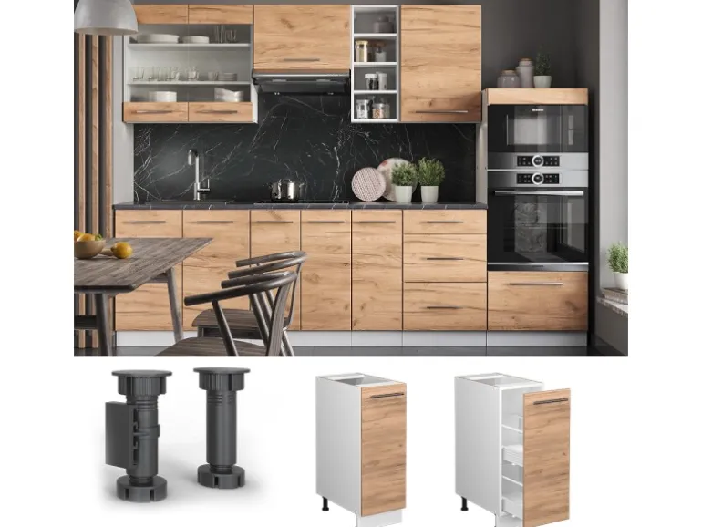 Vicco Apothekerschrank Fame-Line Goldkraft Eiche/Weiß 30 cm ohne Arbeitsplatte