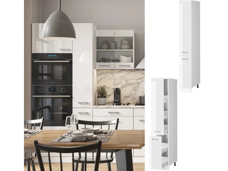 Vicco Apothekerschrank R-Line Medizinschrank für die Küche Weiß Hochglanz/Weiß 30 cm