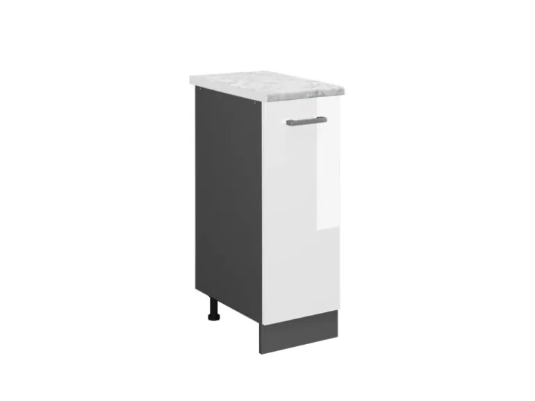 Vicco Apothekerschrank R-Line Medizinschrank für die Küche Weiß Hochglanz/Anthrazit AP Marmor