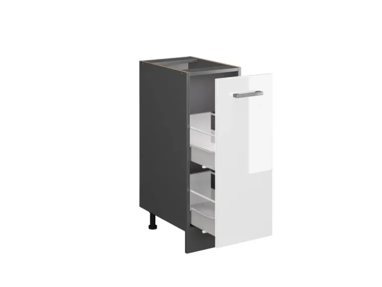 Vicco Apothekerschrank R-Line Medizinschrank für die Küche Weiß Hochglanz/Anthrazit AP Marmor