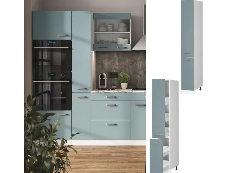 Vicco Apothekerschrank R-Line Medizinschrank für die Küche Blau-Grau/Weiß 30 cm