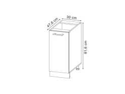 Vicco Apothekerschrank R-Line Weiß Hochglanz/Anthrazit 30 cm AP Eiche