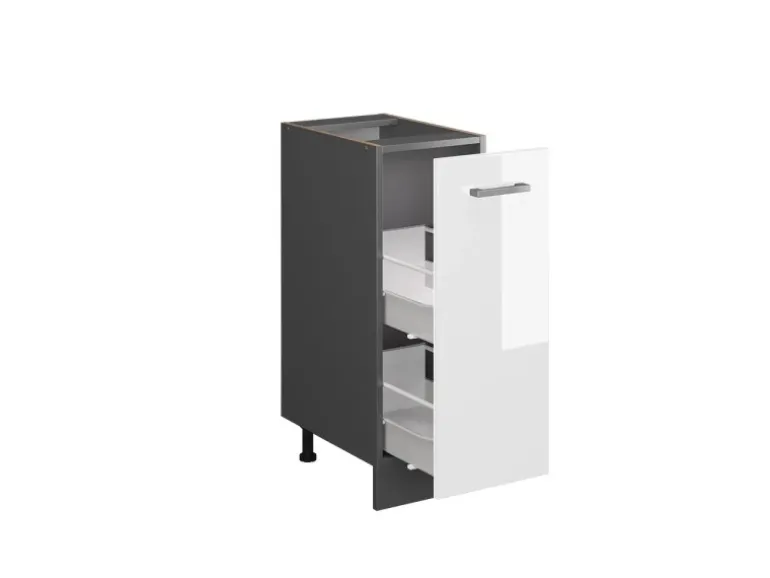 Vicco Apothekerschrank R-Line Weiß Hochglanz/Anthrazit 30 cm AP Eiche