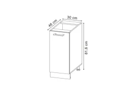 Vicco Apothekerschrank R-Line Medizinschrank für die Küche Schwarz Beton 30 cm ohne Arbeitsplatte
