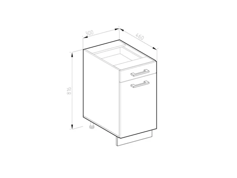 Vicco Apothekerschrank R-Line Rot/Anthrazit 30 cm J-Shape ohne Arbeitsplatte