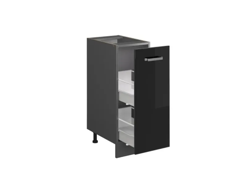 Vicco Apothekerschrank R-Line Schwarz Hochglanz/Anthrazit 30 cm AP Anthrazit