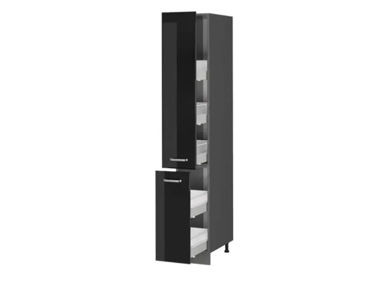 Vicco Apothekerschrank R-Line Medizinschrank für die Küche Schwarz Hochglanz/Anthrazit 30 cm